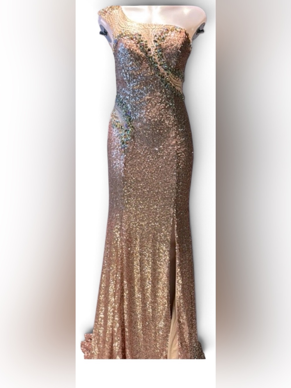 Elegant Sequin One-Shoulder Gown